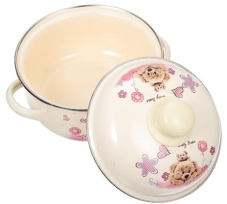 1 olla esmaltada, sartén esmaltada con forma de oso, olla para sopa con tapa, cuenco japonés para sopa, utensilios de cocina para cebolla francesa, olla para derretir, olla para cocinar con tapa, oll