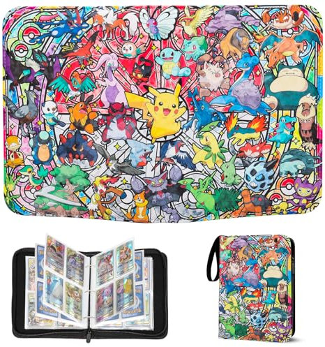 Kartenbinder mit 4 Taschen, 50 Seiten, 400 Taschen, tragbarer, wasserdichter PU-Kartenbinder, Sammelkartenalbum, perfekt für Jungen und Mädchen