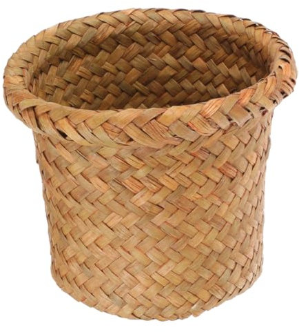 Alipis Cestino Della Spazzatura Intrecciato a Mano in Rattan Grande, Cestino Porta Rifiuti Aperto Resistente Per Bagno e Camera Da Letto, Cesto Della Biancheria Artigianale Solido Per Cucina e Ufficio