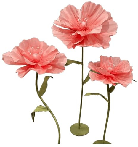 Decorazioni Floreali Giganti,Fiori Decorativi Serigrafati con Base per Feste di Compleanno Giardini Uffici Case Matrimoni Lauree Feste Vetrine di Negozi(Pinks)