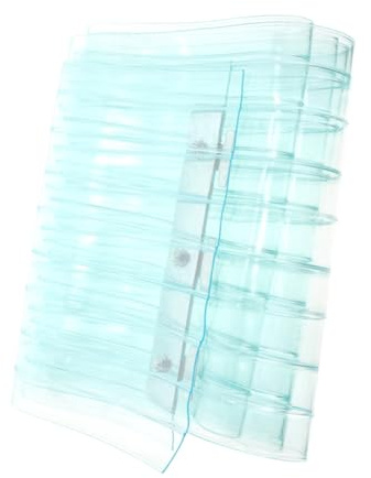 OSALADI Cortina de Tiras Flexible de PVC 15 MM Franjas Azules 18 CM X 16 M Cortina de Puerta Cortavientos Transparente para Uso Comercial Congeladores y Almacenes