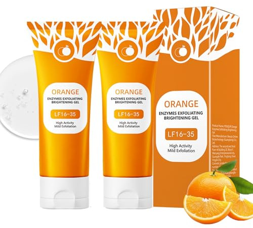 2 stycken enzympeeling ansikte – apelsinenzymer exfolierande gel, naturligt enzym peeling gel lämplig djuprengöring och fuktkräm för ansikte och kroppsskrubb