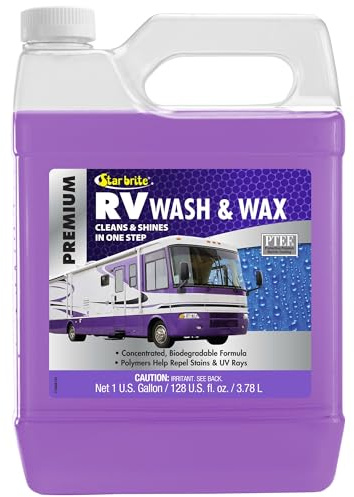 STAR BRITE RV Wash & Wax - Concentrated Cleaner - Cleans & Shines in One Easy Step + Repels Future Stains & Protects from UV Damage 128 Oz (71500)