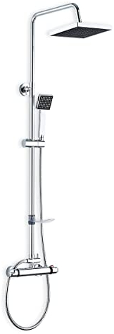 DP Bath Azabache - Set de douche avec mitigeur thermostatique rond argenté