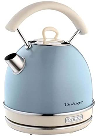 Ariete 2877/05 Retro Style Cordless Dome Kettle, Removable and Washable Filter, 1.7 Litre Capacity, 360 ° Rotating Base, Visible Water Level, Vintage Design, Blue