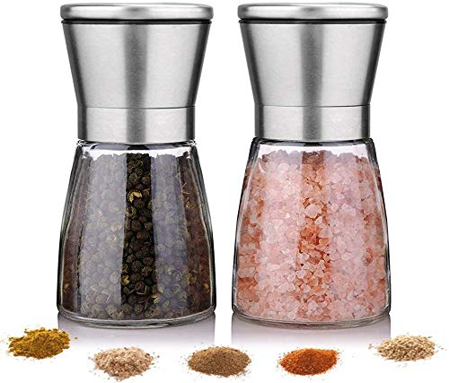 Salt and Pepper Grinder - Premium Stainless Steel Salt and Pepper Mill with Adjustable Coarseness - Salt Grinder and Pepper Shaker Mill Set of 2
