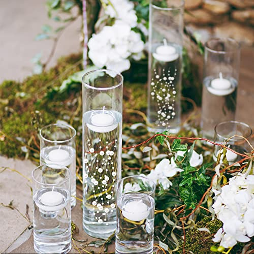 50Pcs Pearl Strings for Floating Candles, Floating-Effect Faux Pearls for Vase Filler, Centerpiece Table Decorations for Wedding, Party, Event (White)