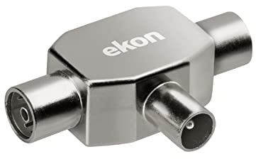 ekon Divisor de Antena de TV de 9,5 mm, 2 Tomas Hembra, 1 Conector Macho Divisor coaxial, Divisor de Antena de TV, para TV, Smart TV, decodificador, Digital terrreste, satélite
