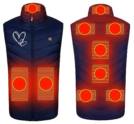 Gilet Chauffant Homme et Femme, Veste Chauffante Léger Doudoune sans Manche,Gilet électrique USB avec 9 Feuilles de Fhaleur, Gilet Chauffant Lavable pour Ski en Plein Air Chasse Camping Cyclisme