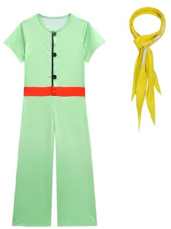 Lito Angels Vestito Tuta Costume Abito Il Principe del libro di fiabe con Sciarpa Gialla da Festa Carnevale per Bambino Taglia 6-7 anni, Verde (Etichetta in Tessuto 120)