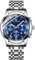JewelryWe Herren Uhren Edelstahl Leuchtzeiger: Datum Kalender 30m Wasserdicht Analog Quarz Männer Armbanduhr Herrenuhr mit Blau Römischen Ziffern Zifferblatt und Silber Edelstahl Armband