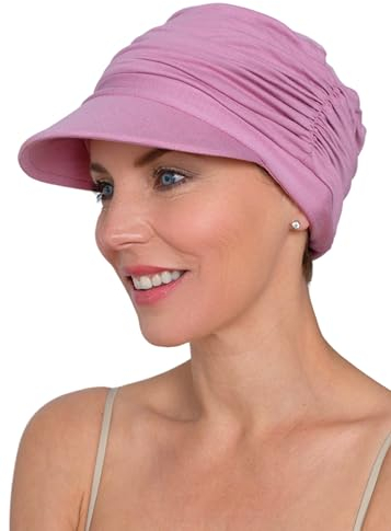 Deresina Headwear Schirmmütze aus Bambus, volle Kopfbedeckung, Sommer-Chemo-Mütze, Sonnenschutz 50+, Powder Pink, One size