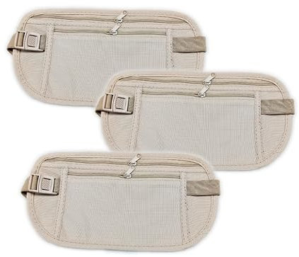 3 versteckte Geldgürtel, Diebstahlsicherheitsgürtel, Sportgürtel, verstellbarer Gürtel, wasserdichte Reisegürteltasche für Reisepass, Bargeld, Kaki, Gürteltasche Geld
