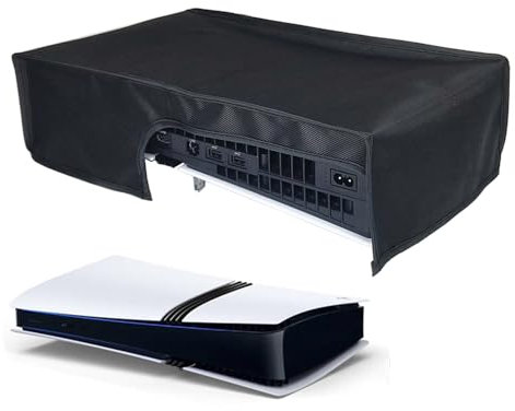 Custodia antipolvere per PS5 Pro, protezione antipolvere orizzontale, antigraffio, impermeabile, con porta cavo posteriore, per PlayStation 5 Pro, versione digitale, accessori (nero)