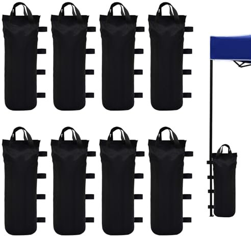 Bocguy 8 Pezzi Sacchi di Sabbia, Pesi per Gazebo, Sabbia Nero Spesso Oxford, Sacchi di Sabbia Piedini per Padiglioni per Tende da Sole Esterne, Tende e Gazebo, Tende da Giardino, 52 x 20 cm