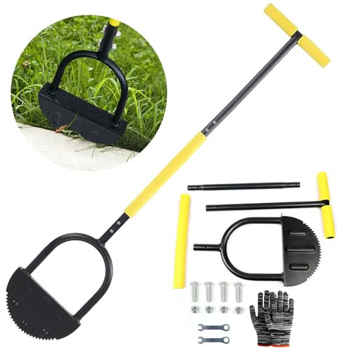 Rasenkantenstecher mit Stiel 107 cm, Sägezahn-Rasenkantenschneider, Kantenstecher Rasen mit T-Griff, Kantenschneider, Rasenabstecher, Lawn Edging Tool, Kantenmesser, für Gehwege,Gartenkanten