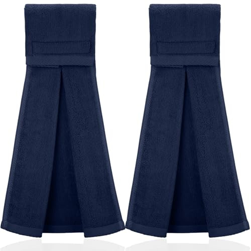 Shimeyao 2 Pcs Cotton Sports Football Towel with Closure Pitching Football Sweat Towel for Sports Gym Men Women Accessories(Dark Blue,Classic)