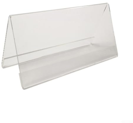 Bebykilemi Acrylic Sign Holder Clear Label Stand Desk Name Plate Holder Table Number Display Price Stand Menu Card Holder Transparent Sign Display Countertop Label(13*9cm)