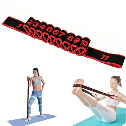 Sangle de Yoga, Band D'étirement de Yoga avec 11 Boucles, Band Elastique Sport, Yoga Stretch Bandes, Jambes Ceinture D'étirement des Ligaments, Sangle de Yoga Elastique pour Yoga, Fitness, Pilates