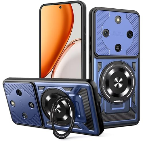 COMAKU Cover Armor per Honor Magic 8 Lite/Honor X9d 5G, Custodia TPU+PC Antiurto con Anello Supporto Case [Protezione Fotocamera Cover] - Blu