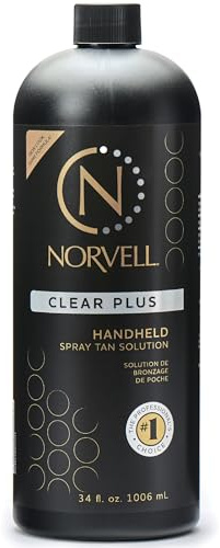 Norvell Premium Spray Tan Solution Clear Plus 1 liter – Professional Sunless Tanning Formula for Natural Bronze Glow, Streak Free, Fast Drying, Long Lasting Color