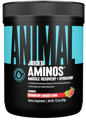 ANIMAL Juiced Aminos Strawberry Limeade – EAA & BCAA Pulver für Muskelregeneration & Erholung – Koffeinfreies Aminosäuren Supplement für Fitness, Bodybuilding & intensives Training, 378 g