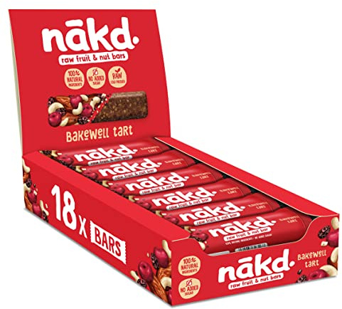 Nakd Bakewell Tart Natural Fruit & Nut Bars - Vegan - Gluten Free - Healthy Snack, 35 g (Pack of 18)