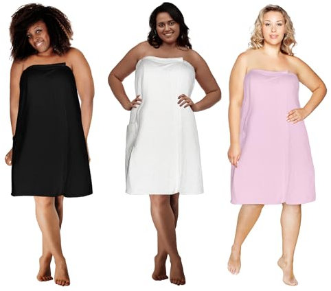 Luxus-Spa-Wickeltuch in Übergröße, 1 x 6 x Badetuch, Badetuch, Badetuch, Badetuch, Baumwoll-Frottee, Velours mit Druckknöpfen, 1 x 2 x 3 x 4 x 5 x 6 x (Pretty Pink, 4XL, 3X-4X)