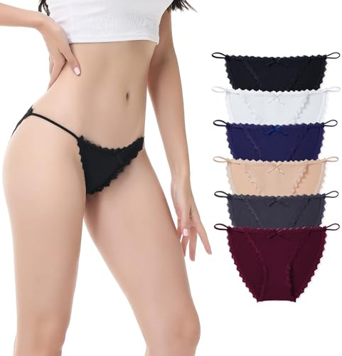 Camelia Womens Underwear string Bikini Microfiber stretch Lace Panties 5-6 Pack Sexy Briefs USA