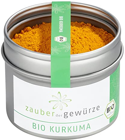 Zauber der Gewürze Bio Kurkuma Pulver, Bio Kurkuma, Kurkuma Pulver, 100% naturrein aus kontrolliert biologischem Anbau, Premium-Qualität, 55 g
