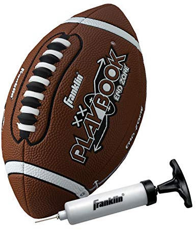 Franklin Sports Playbook Junior Football - Kids Youth Football with Play Diagrams - Junior Size Youth Soft Cover Ball for Kids - Playbook Ball with Air Pump Included