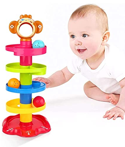 Baby Ball Drop and Roll Ramp Toy for 9-18 Months, Sensory Game for Boys & Girls, 1st Birthday & Easter Gift