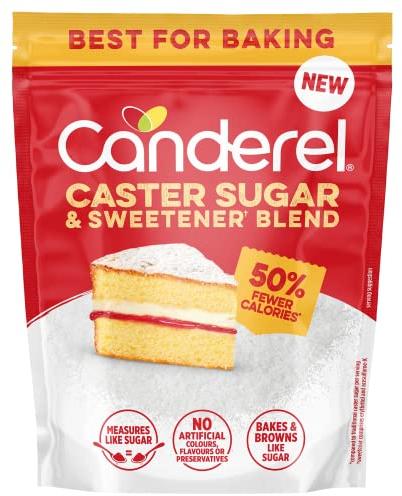 Canderel Caster Sugar and Sweetener Blend - 4 Pack - Low Calorie Baking Alternative - 4x370g