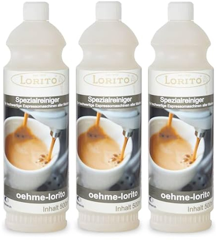 Lorito Flüssig Entkalker Kaffeevollautomat und Kaffeemaschine, 3x 500ml Konzentrat, Kalklöser extra stark, Kaffeemaschinen Reiniger