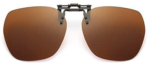 YAMEIZE Polarized Clip on Sunglasses Round - Glasses Anti-Glare UV400 Protection Flip Up Rimless for Men Women Driving Travelling Outdoor