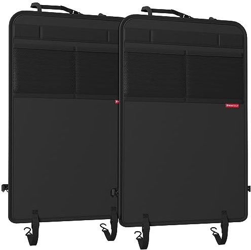 ATHLON TOOLS Rückenlehnen-Schutzmatte beschichtet, Rückenlehnenschutz Auto Kick-Matte, verstärkt - mit Netztaschen - schmutzabweisend, pflegeleicht und wasserabweisend