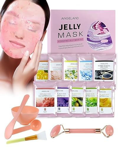 Polvere di Maschera Gelatina per Viso, Maschera in Gelatina Peel-off, Idratante e Nutriente Mask Peel-Off per Viso, Professionale Jelly Mask Polvere per la Cura della Pelle (10 Pack)