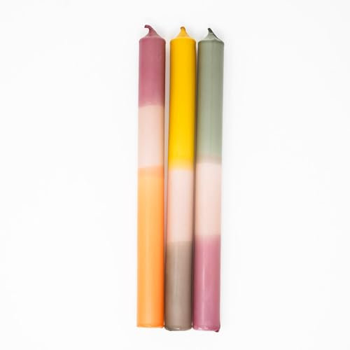 MADAM ERLE | 3er-Set Dipdye Stabkerzen | JANA | handgemachte Kerzen extra lang| 13h Brenndauer | herbstliche Farben | Dekokerzen | Geschenkidee |