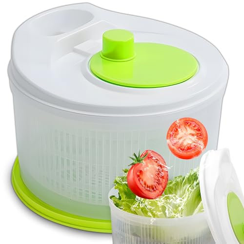 Retoo Salatschleuder mit Sieb und Deckel Fassungsvermögen 2,7L Salatschüssel Salattrockner zum Waschen und Trocknen von Salat Gemüse und Obst Küchenhelfer Kunststoff BPA-frei Weiß
