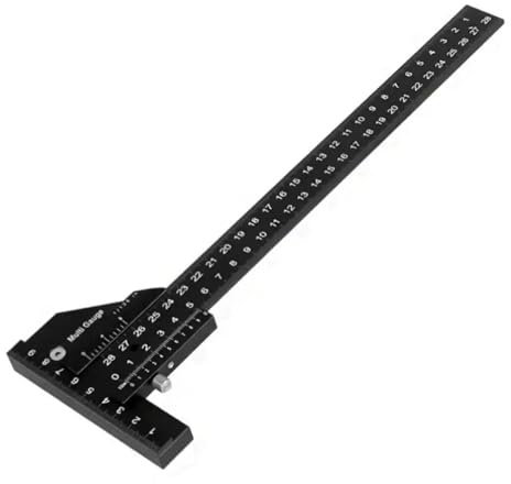 Woodworking Scriber T Square Ruler Slide Marking Measuring Gauge Scribing Carpentry Tool - Aluminium Alloy for Carpenter Layout Measuring T-Square