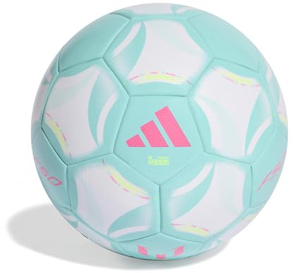 adidas Unisex MESSI LEAGUE BALL, white/flash aqua/halo mint/lucid pink, 5