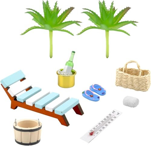 Kit d'accessoires de sauna miniatures, cadeau de bien-être, 11 pièces, accessoires de décoration de bien-être, scène de sauna miniature, accessoires de tir, micro paysage de plage, pour bricolage