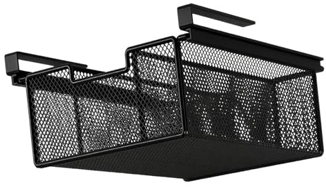 SiaBiced Cesta Colgante Extraíble Cajón Deslizante Organizador Bajo Estante Cajón Ahorro de Espacio Adecuado para Guardarropas Estanterías Cocinas, Negro, Individual
