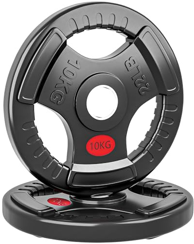 SPORTNOW Olympic Weight Plates, 2/5cm Weight Disc Pair with Tri-Grips, 2 x 10kg Dumbbell Plates for Weightlifting and Strength Training Home Gym Fitness Workout, Black