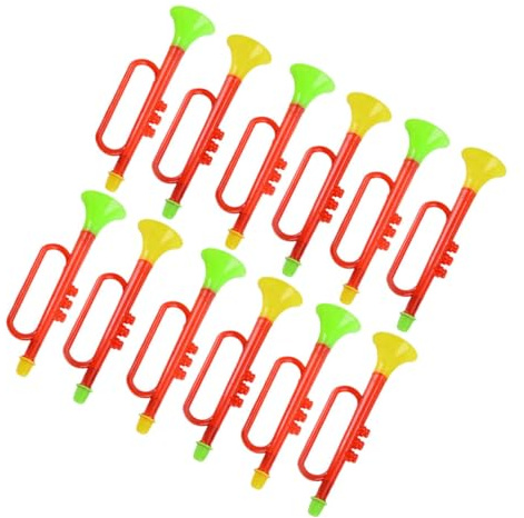 JOINPAYA Trompeta de Plástico para 12 Piezas, Juguete Musical Seguro y Colorido, Cuerno de Utilería Adecuado para Fiestas y Animación Infantil, Accesorio Divertido y Ligero Color Aleatorio