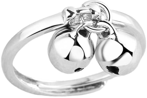 MAJORMENCH Anello Aperto Regolabile Doppia Campanella a Sfera, Anello Donna Decorativo per Feste e Abbigliamento Quotidiano, Gioiello in Metallo Resistente
