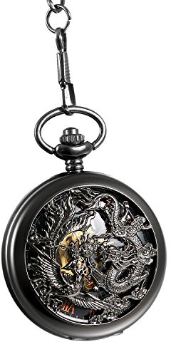 Avaner Montre de Poche Vintage Montre Femme Homme Universel Mecanique Bracelet en Inoxydable avec Boite Cadeau (Style-5)