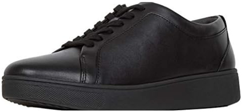 Fitflop Women's Rally Trainers - Soft Leather Tennis Sneakers - Comfortable, Lightweight with Natural Arch Support - Black - 6.5 UK