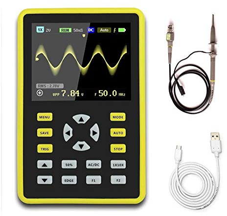 DollaTek digitales Mini-Oszilloskop, tragbarer 2,4-Zoll-LCD-Bildschirm mit 100 MHz Bandbreite und Einer Abtastrate von 500 MS/s