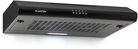 Klarstein Capannina - Campana integrable, Campana extractora, Extracción/Recirculación, Ancho: 60 cm, Caudal máx.: 166 m³/h, EEC C, 3 niveles de aspiración, Acero inoxidable, Luz LED, negro
